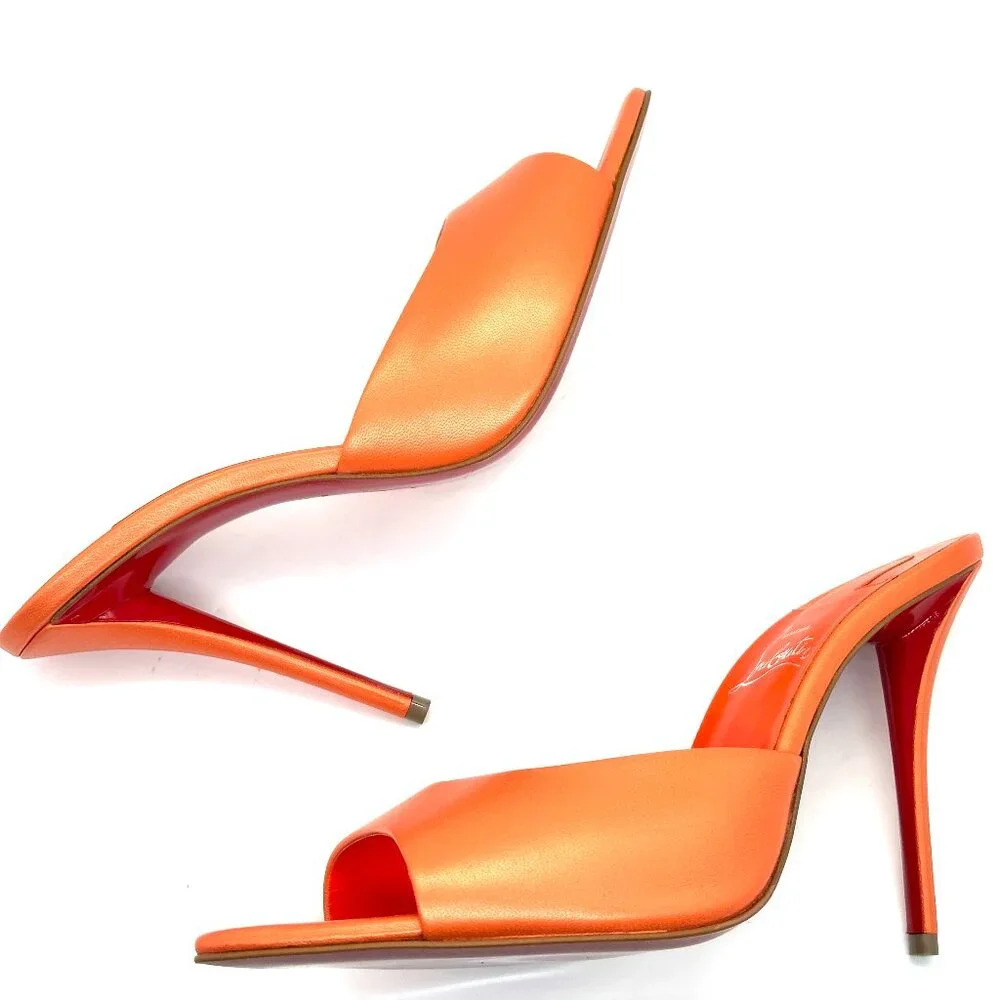 Orange Open-Toe Stiletto Mule Heel